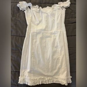 White Tight Fitted Ruffle Dress from O. Vianca